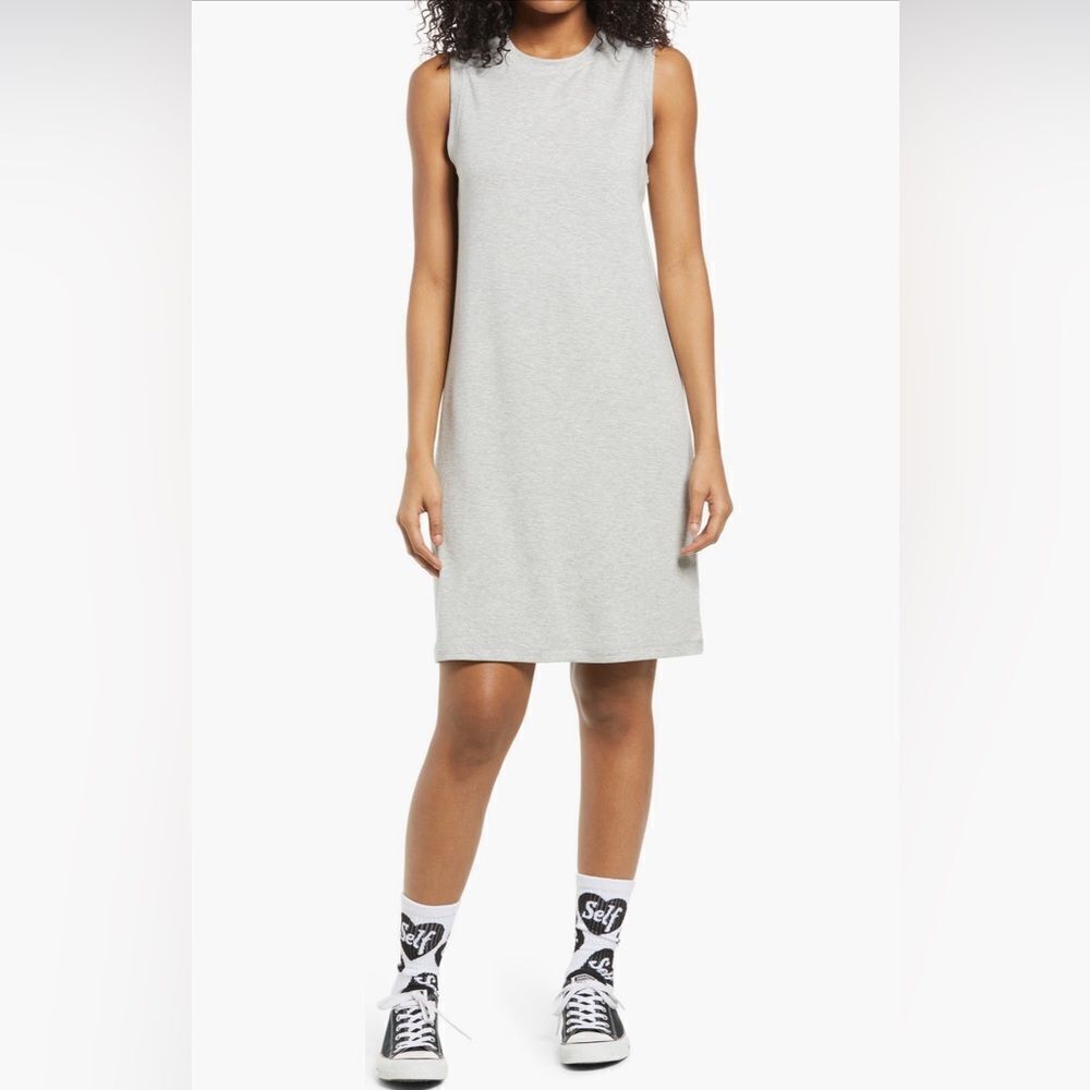 BP by Nordstrom Grey Pullover French Terry Tank Dress